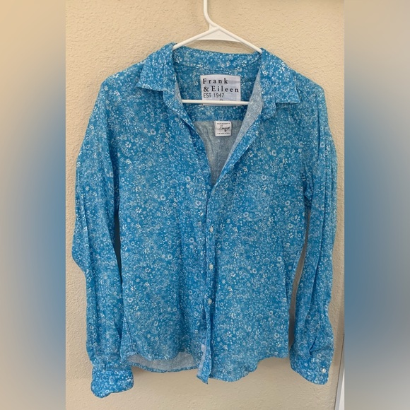 Frank & Eileen floral 100% linen Women's Top, “Barry” style.EUC, size M. - Picture 2 of 5